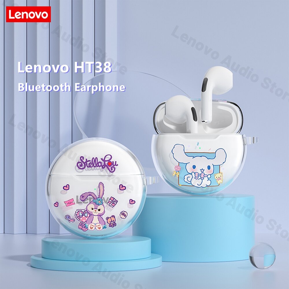 Original Lenovo HT38 TWS Bluetooth Earphone Mini Wireless Earbuds with Cartoon Case Sport Waterproof 9D Stere Headphones