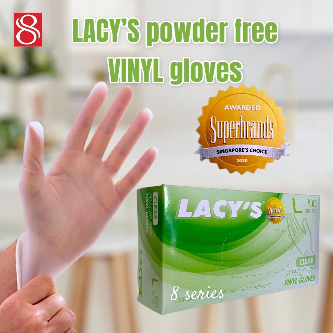 LACY Disposable Vinyl Hand Glove 100pcs/box PVC Powder Free Transparent
