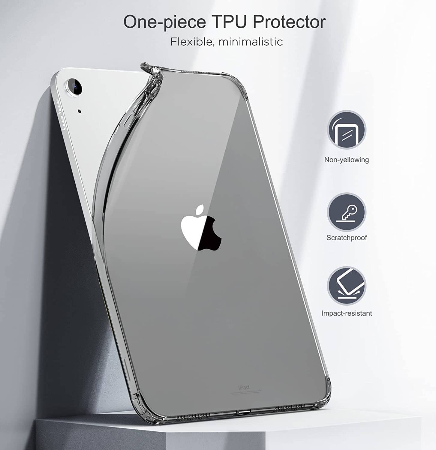 MoKo Clear Case Fit New iPad 10.9 2022, iPad 10th Generation Clear Case, Lightweight Soft TPU, Anti-Scratch Ultra Clear Protective Tablet Cover, Shockproof Impact Resistant