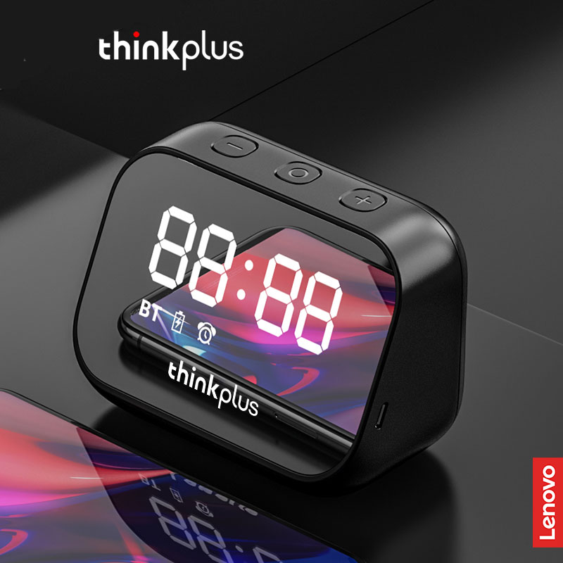 Lenovo TS13 Bluetooth Speaker Wireless Bluetooth Music Player Digital clock  Mirror Screen Digital Alarm Clock Multifunction LED Table Clock 3D Surround Portable Mini Bass Stereo Subwoofer