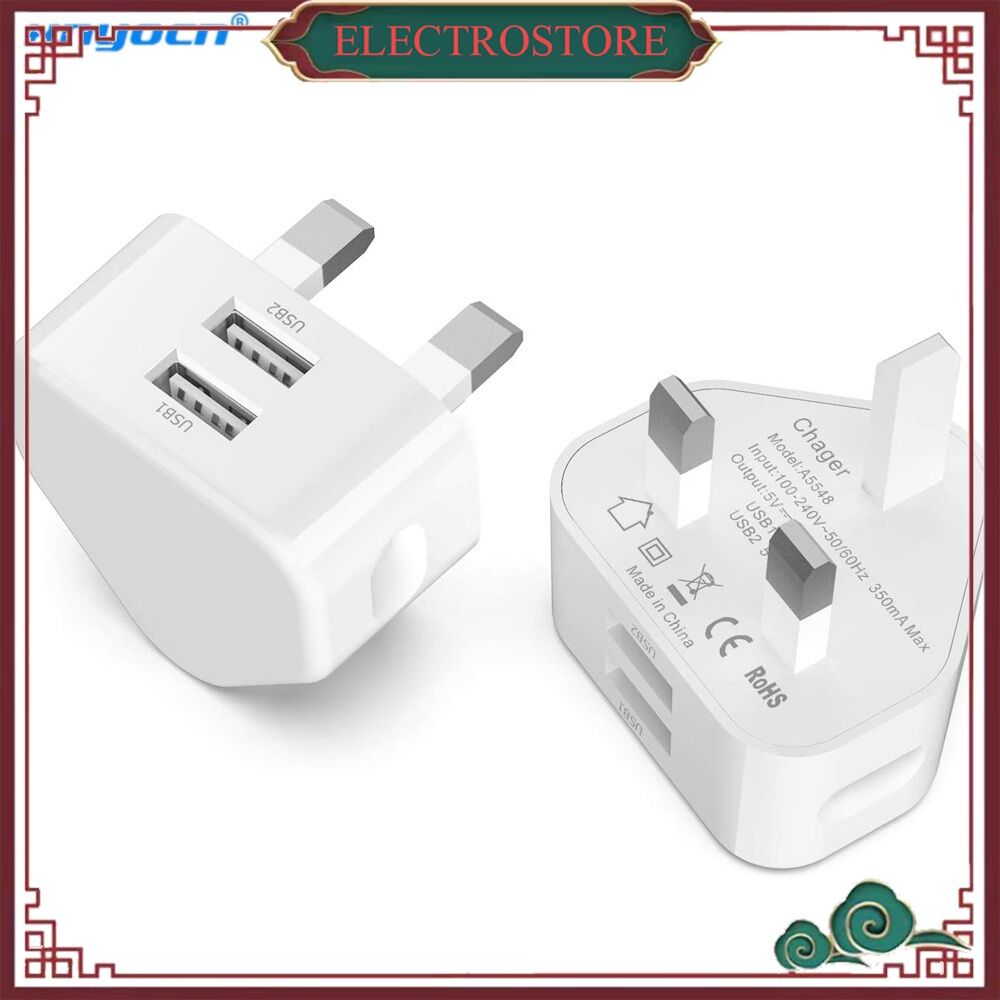3 Pin UK 5V 1A 2A Wall USB Charger socket Adapter Plug 3Pin for SAM-SUNG IPHONE iPAD etc mobile phone tablets[PY]