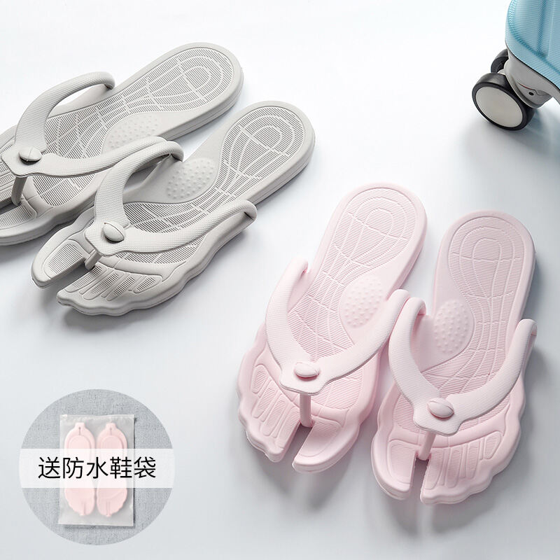 Removable Travel Slippers Portable Folding Business Trip Men and Women Bathroom Non-Slip Couple Beach Flip Flops Slippers