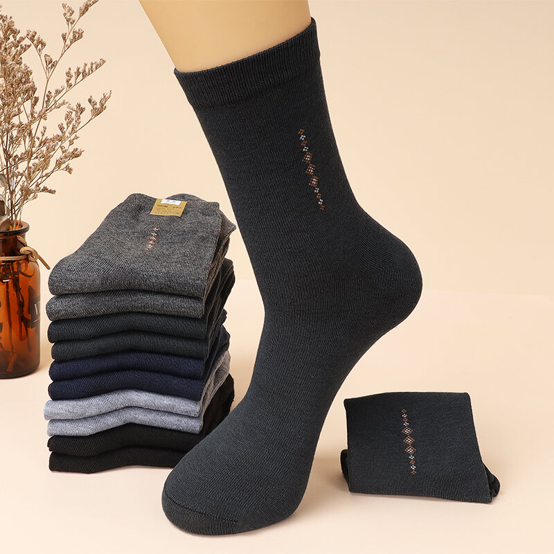 10 Pairs of Labor Protection Socks High Waist Tube Dad Socks Men Hose Autumn and Winter Thickened Old Man Grandpa Winter Old Man Middle-Aged and Elderly