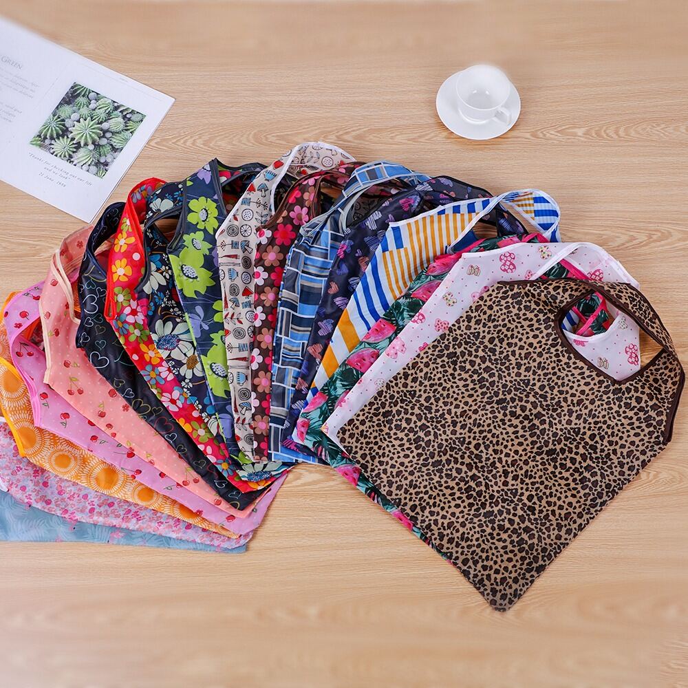 Handy Shopping recycle bag foldable Reusable Waterproof Foldable Tote Pouch Recycle Floral Print Large Capacity Eco-Friendly Grocery Beach Toy Storage Bags