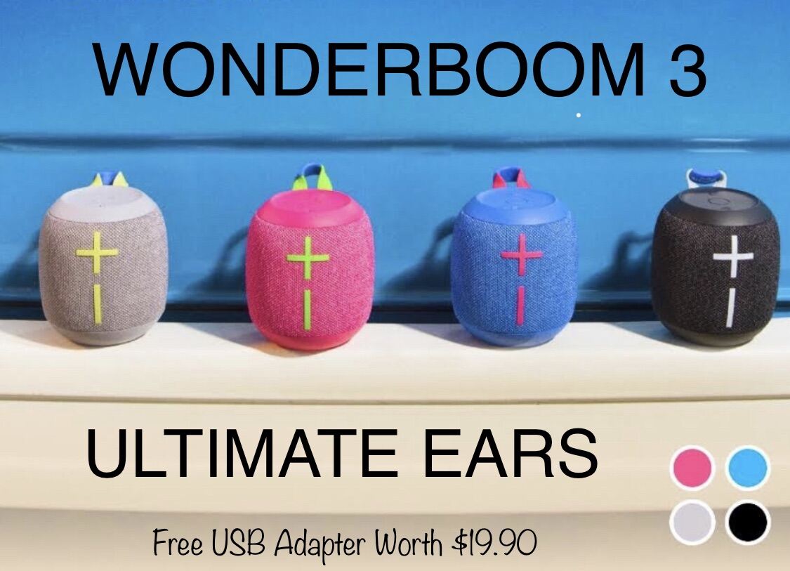 Ultimate Ears Wonderboom 3 Bluetooth Waterproof Speaker c/w Free USB Adapter Worth $19.90 (2 Years Local Warranty) - SG STOCKS ! - LATEST MODEL