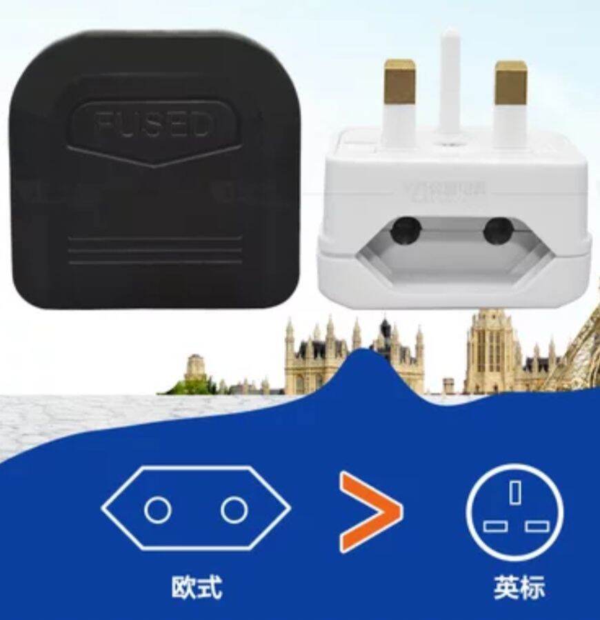 Euro 2 Pin to 3 Pin Converter Plug Adapter Black White