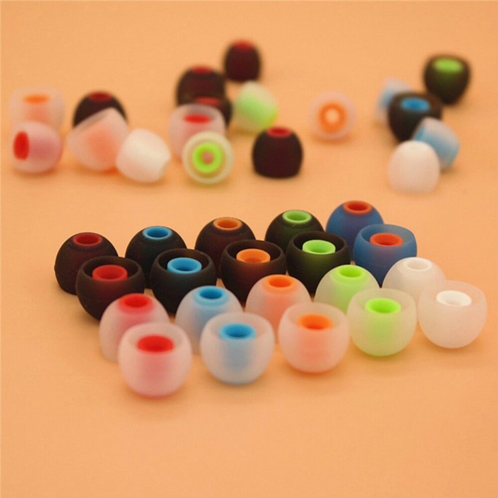 6 Pairs 12 PCS 3.8mm Soft Silicone In-Ear Earphone Covers Earbud Tips Earbuds Eartips Dual Color Ear Pads Cushion for Headphones Random Color & Size