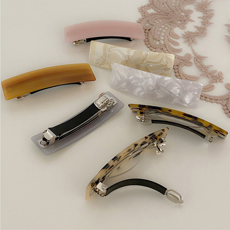 Metal Acetate Leopard Barrettes for Women Geometric Girls Hairpins Elegant Simple Korean Style Hair Accessories