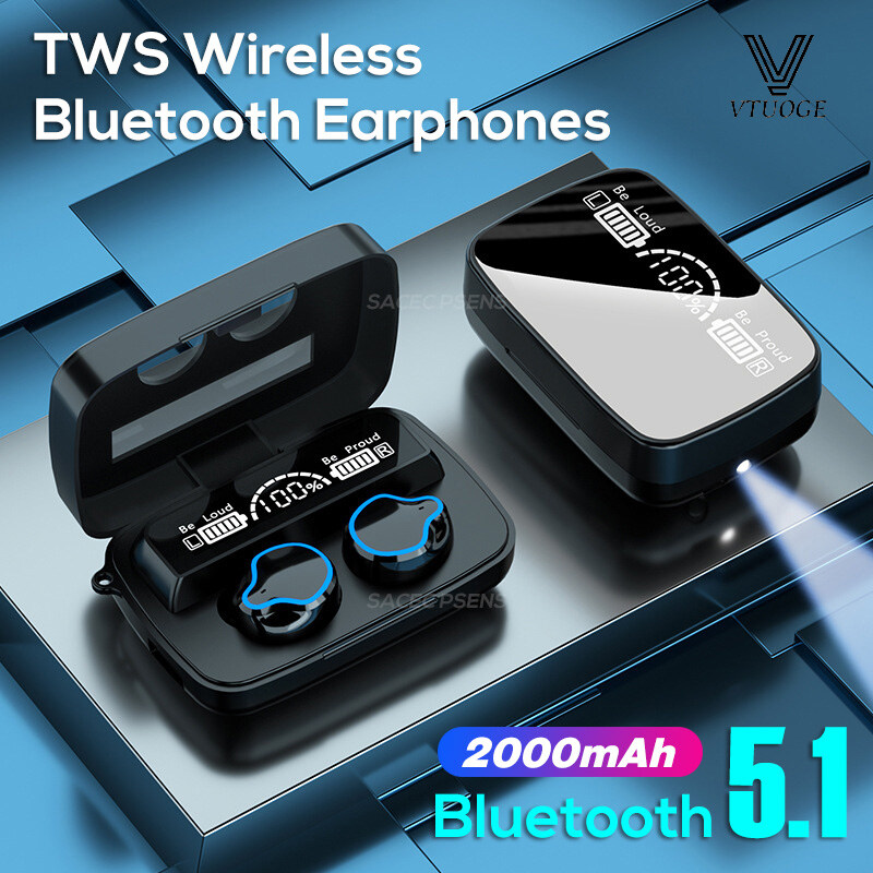 VTUOGE M9 TWS Bluetooth Earphones Touch Control Wireless Headset LED Display Sports Waterproof headphone Nosice Cancelling Earphones with microphone