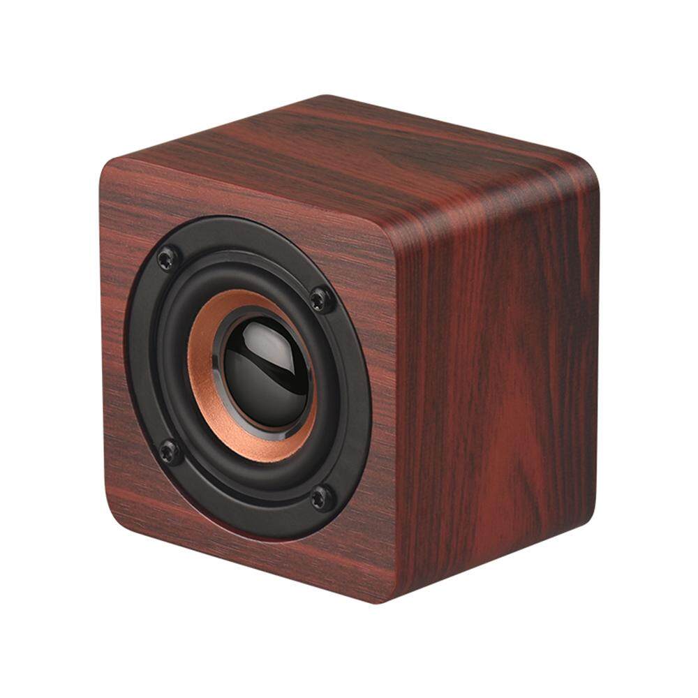 Q1 Mini Wooden Blue-tooth Speaker Portable Wire-less Subwoofer Strong Bass Powerful Sound Box Music Magic Cube for Smartphone Tab-let Laptop