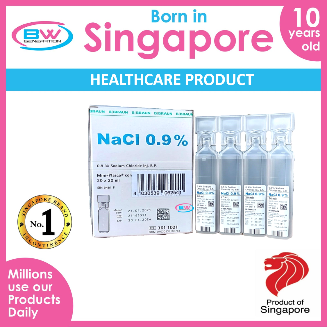 Braun Sodium Chloride Nacl 0.9% 20x20ml