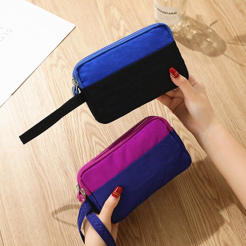 3 Zippers Lady Purses Women Wallets Brand Clutch Coin Purse Cards Keys Money Bags Canvas Short Girls Handbags