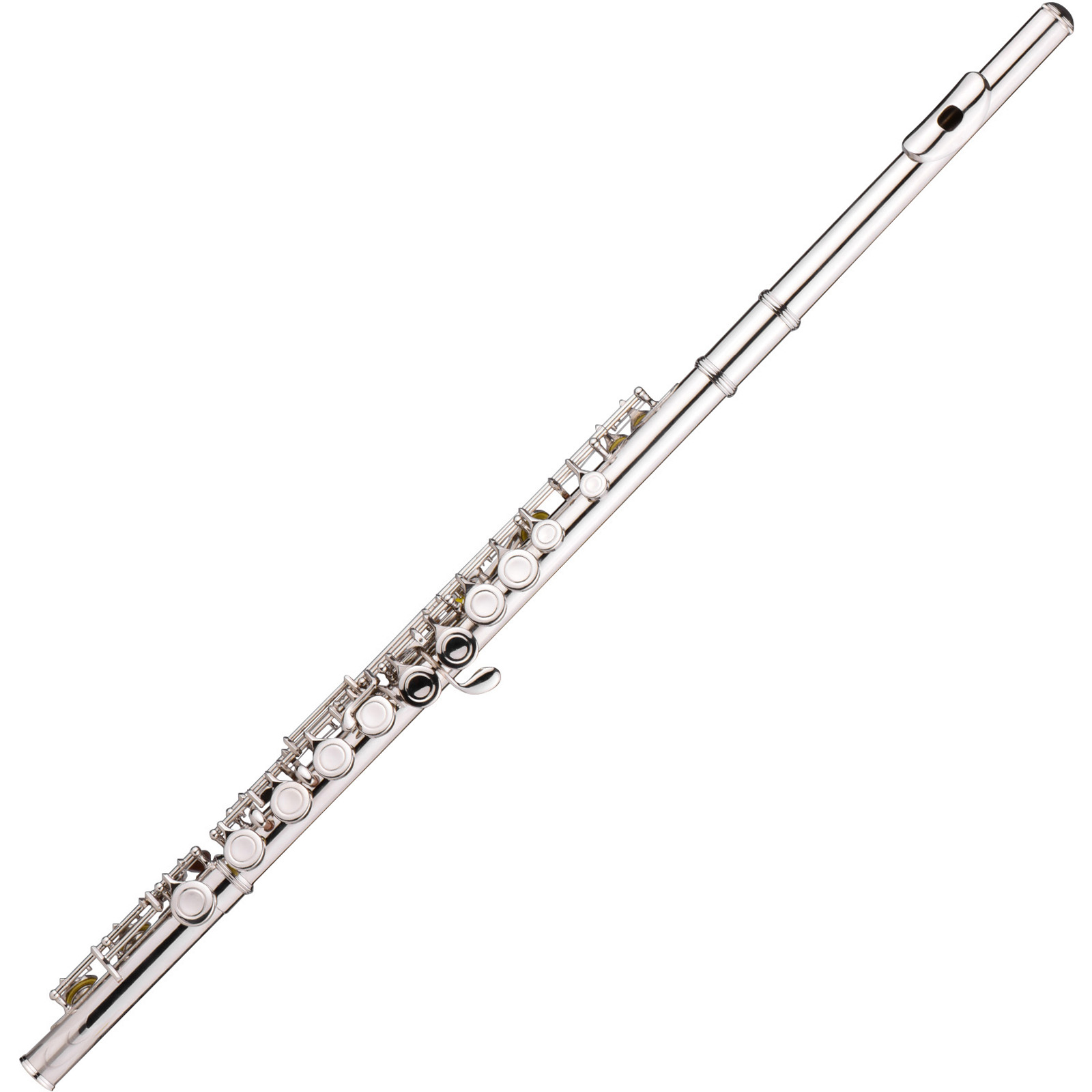 Western Concert Flute Nickel Plated 16 Holes C Key Cupronickel Woodwind Instrument with Cleaning Cloth Stick Gloves Mini Screwdriver Padded Bag