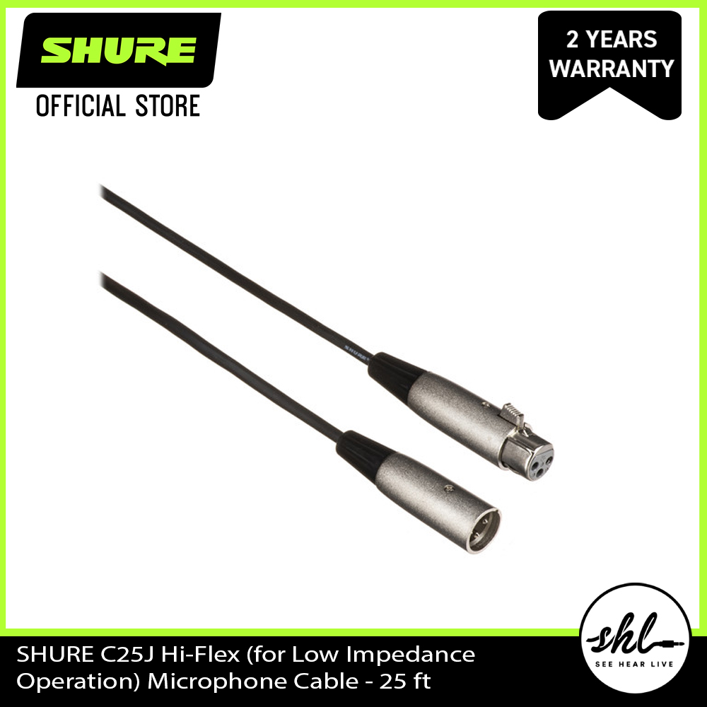 Shure C25J Hi-Flex (for Low Impedance Operation) Microphone Cable - 25 ft