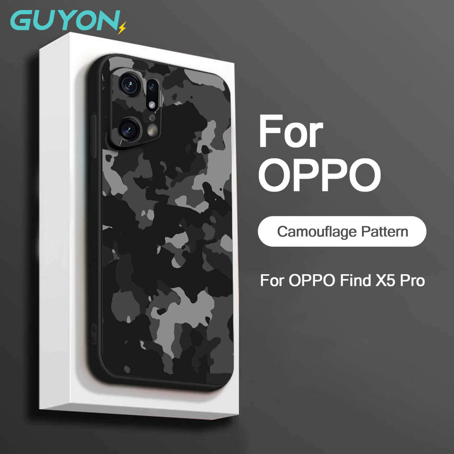 Guyon for Oppo Reno9 pro+ Reno8 Pro+ Reno7 Pro 7se Reno6 pro+ Find X5 pro Find X3 pro Soft Case Camouflage Pattern TPU Shockproof