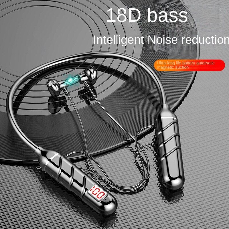 Magnetic Neckband Headphones Wireless Bluetooth 5.2 Earphones LED Display HIFI Headset Sport Noise Cancel Earbuds