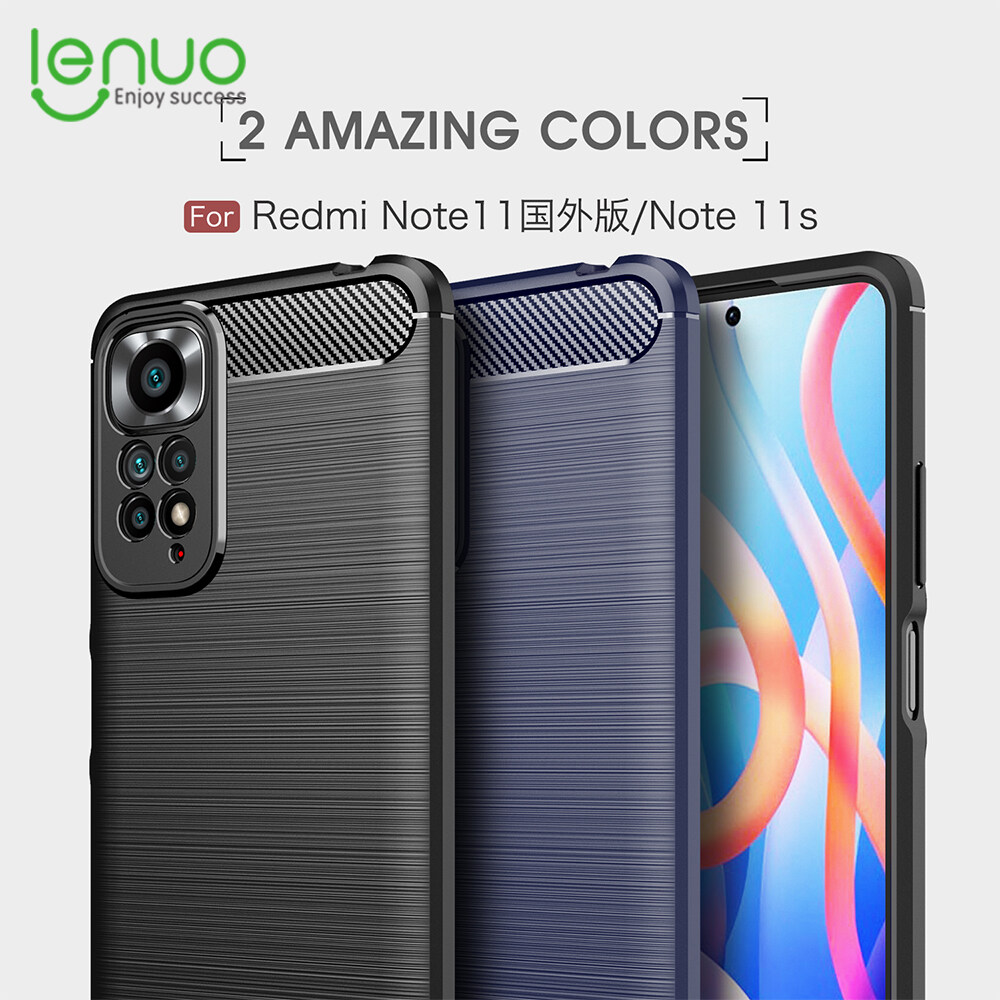 Lenuo for Xiaomi Redmi Note 11 Pro 5G Note 11S Redmi Note 10 10S Pro Max Case - Carbon Fiber Silicone Brushed Cell Phone TPU Back Cover