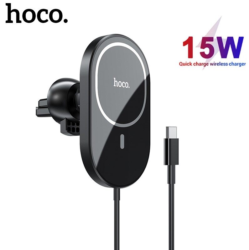 HOCO CA90 100% Original 15W Magnetic Wireless Car Charger Holder For 12 13 14 Pro Max Qi Fast Charging Air Vent Car Phone Holder For Samsung Android Smartphone Universal