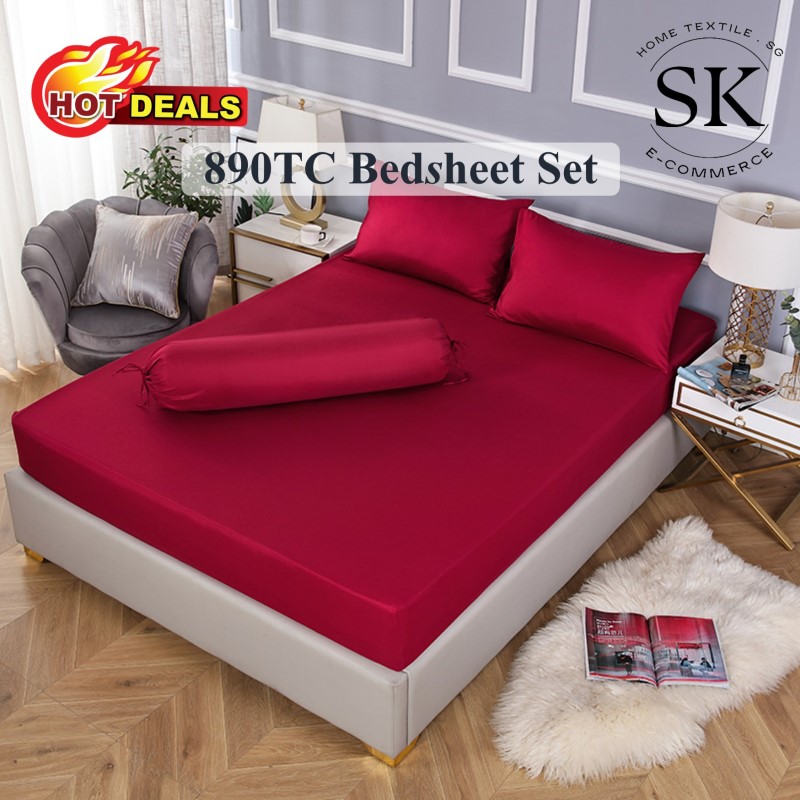 ★New Colors★ 890TC 100% Combed Cotton Bedsheet Set [SG Ready Stock]