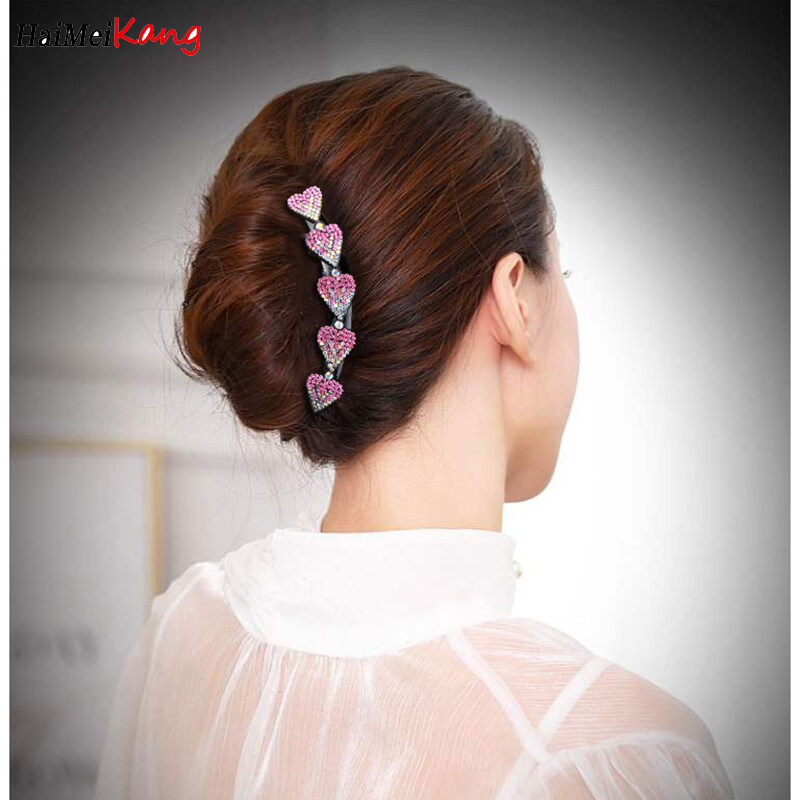 1Pc x Hair Comb Hair Accessories Seven-tooth Insertion Comb Rhinestone Plate Hair Apparatus Large Ponytail Hairpin Jewelry