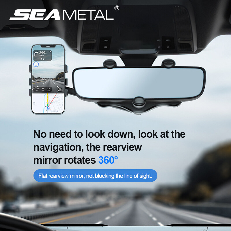 Car Rearview Mirror Phone Mount 360 Degree Rotation Adjustable Phone Holder Parallel to Rearview Car Interior Accessories