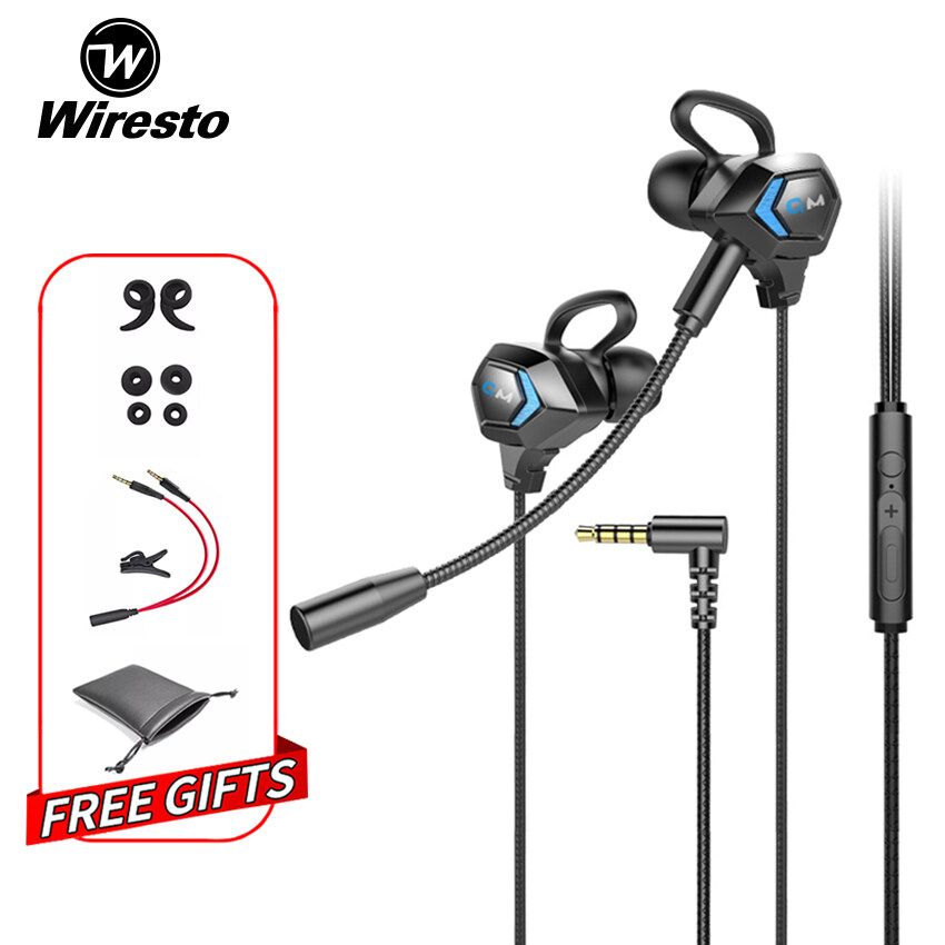 Wiresto Wired Gaming Earphones No Delay Deep Bass Gaming Headset In-Ear Earphone Gaming Headphone Earphones Earbuds Noise Reduction Headset with Mic Sport 3.5mm Aux For PUBG/Legends GAMING PC/Phone wi