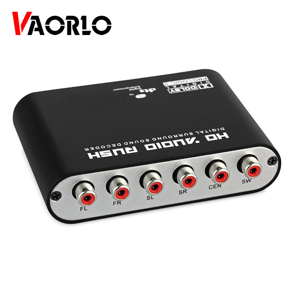 VAORLO Digital 5.1 Audio Decoder Dolby Dts/Ac-3 Optical To 5.1-Channel RCA Analog Converter Sound Audio Optical/Coaxial Adapter Amplifier For TV/DVD/PS4 Digital Audio Output