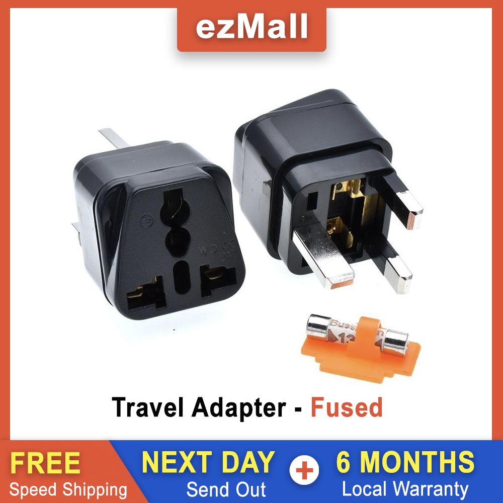 Universal To UK SG 3 Pin Plug Travel Adaptor With Fuse* Adapter Power Converters Universal USA EU CHINA ASIA AUSTRALIA To UK With Fuse WD-7F [Local Warranty]
