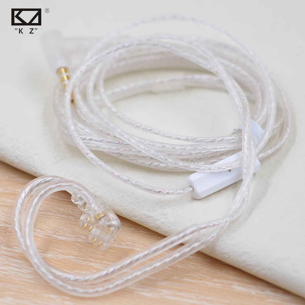 KZ ZSN Headphones Silver Plated Upgrade Cable 3.5mm 2PIN 0.75mm High Purity Oxygen Free Copper Silver-plated Earphone Wire Gold-plated Dedicated Cable Without /With Microphone For ZST ZS10 ZSN ZSX ZS6