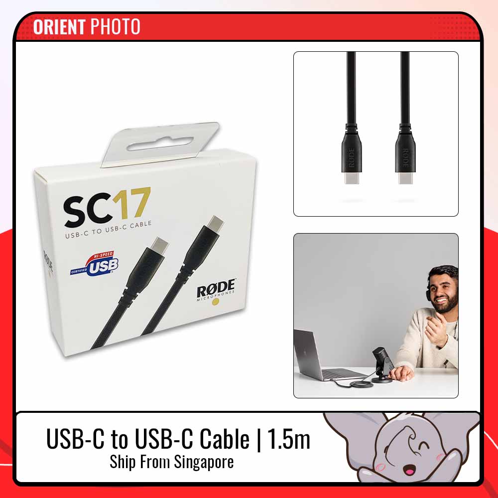 RODE SC17 USB Type-C to Type-C Male Cable (1.5m) for Rode VideoMic GO II NTG Wireless GO 2