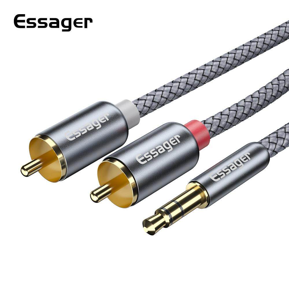 Essager RCA Audio Cable Jack 3.5 to 2 RCA Cable 3.5mm Jack to 2RCA Male Splitter Aux Cable for TV PC Amplifiers DVD Speaker Wire