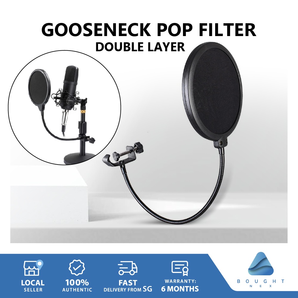 Professional Gooseneck Adjustable Microphone Pop Filter Shield Noise Cancellation Singing Streaming Recording Casting