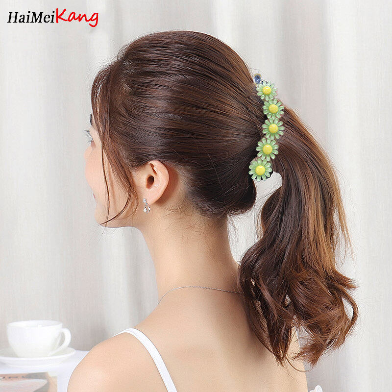 1pc Fashion Korean Hair Clip Simple Small Fresh 10CM Small Daisy Banana Hairpin Hair Accessories for Girl