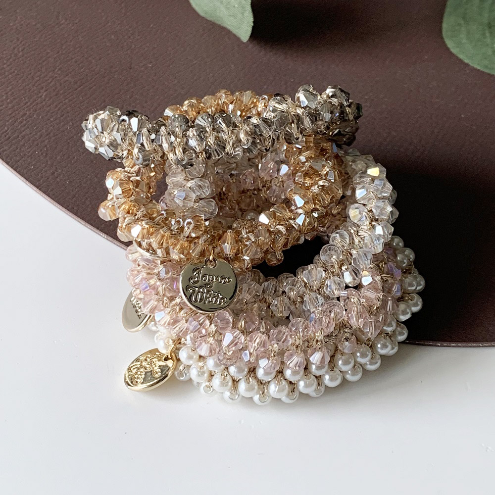 [SG | Firm & Anti Slip] Woman Elegant Faux Pearl Crystals Hair Ties Beads Girls Scrunchies Rubber Bands Ponytail Holders Hair Accessories Elastic Hair Band