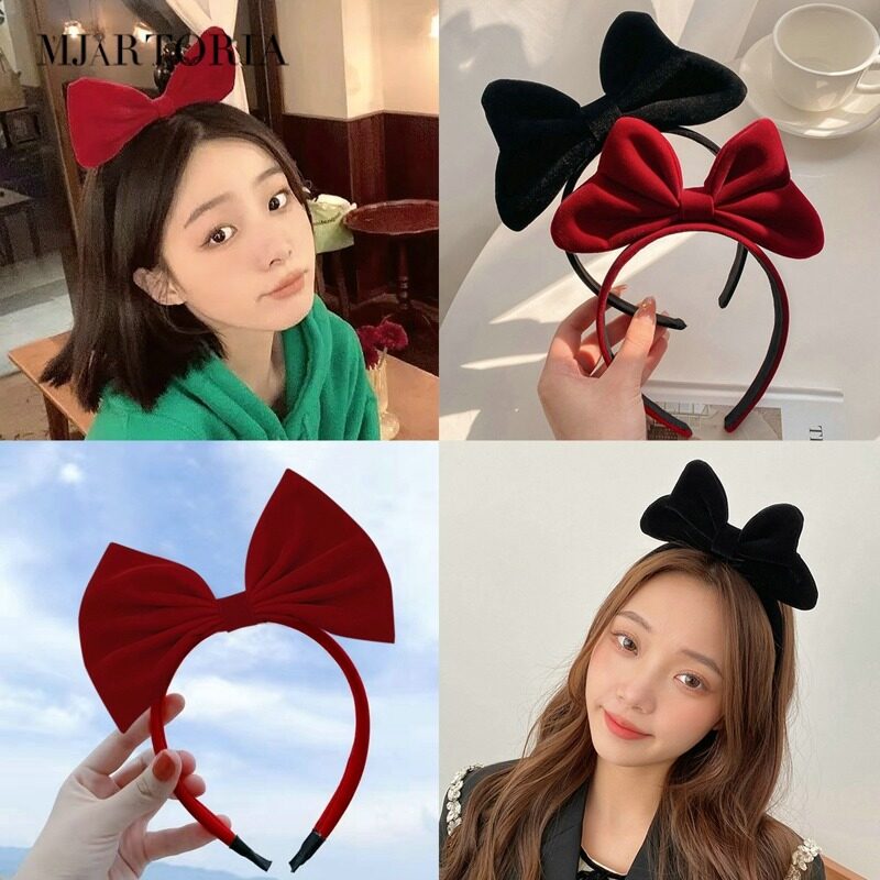 MJartoria Women Bowknot Headband Girls Retro Hair Bands Soft Hairband Headwear Elastic Hair Bands