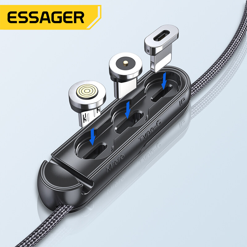 Essager Universal Magnetic Cable Plug Case Compatible with iPhone Micro USB Type C Portable Storage Box Magnet Adapter Connector Silicone Container(Only Box Not Include Connector)