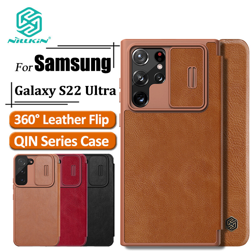 Nillkin Flip Camera Protective Leather Case for Samsung Galaxy S22 Ultra Phone Cases Luxury wallet Business Style with Card Slot Phone Bags Back Cover
