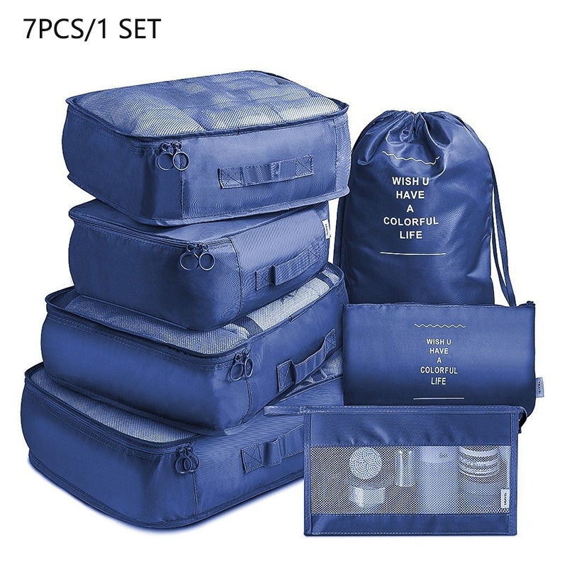 7 Pieces Set Travel Organizer Storage Bags Suitcase Packing Set Storage Cases Portable Luggage Organizer Clothe Shoe TidyPouch