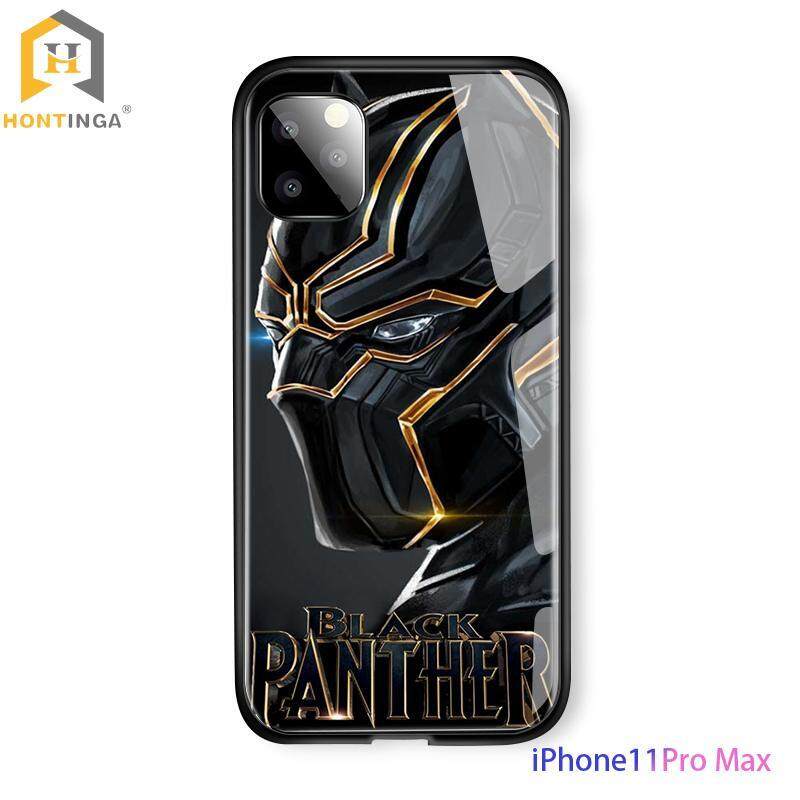 Hontinga For iPhone 11 Pro Max Case Marvel The Avengers Superhero Phone Cases Captain America Ironman Spiderman Tempered Glass Back Casing Cover