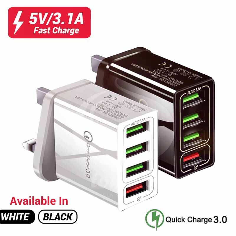 Quick Charge 3.0 Multi Port USB Charger / Adapter Plug Qualcomm 4 Port Fast Charge USB Wall Plug / Socket