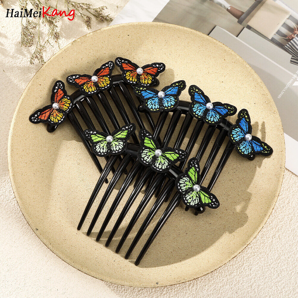 1pc New Butterfly Hair Comb Female Girl Hair Clips Embroidery Barrettes Hair Accessories for Women