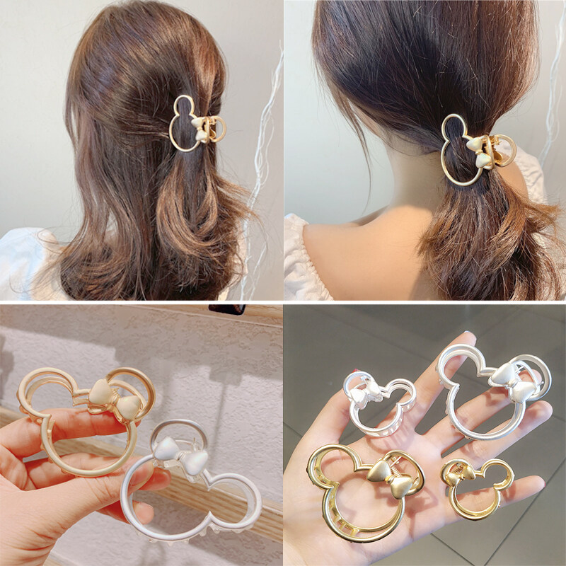 FAITOLAGI Hollow Mickey Head with Bow Knot Hair Claw Clip Women Girls Hair Accessories