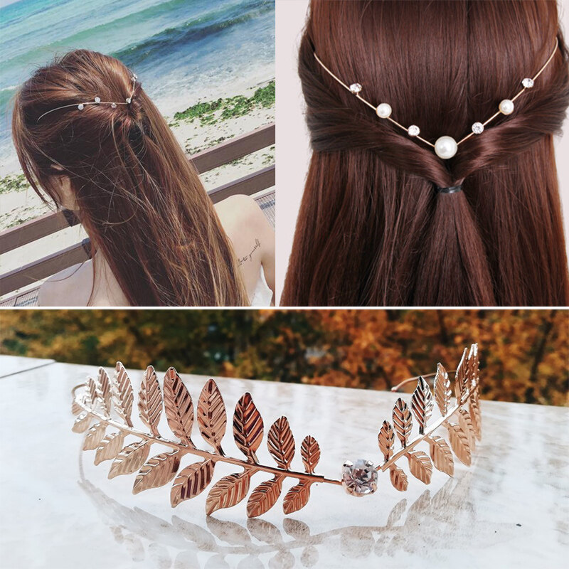 Fashion Hairbands For Women Crystal Alloy Hairband Back Holder Headwear Girl Pearl Hair Band Hair Accessories