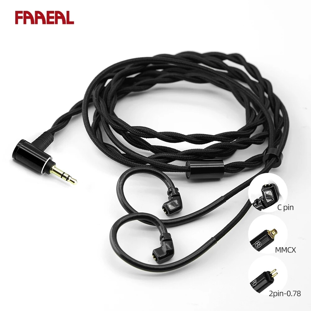 FAAEAL Replacement Earphone Cable 2.5/3.5/4.4mm Upgrade Detachable Earbuds Wires Good Bass Headsets Cables 2PIN 0.78mm CPin MMCX Connector Upgraded Headphone Line For BLON BL03 Moondrop Aria KATO KZ Z