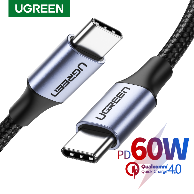 UGREEN 60W USB C to USB Type C Cable USB-C Fast Charge Data Line USBC Type-C PD Phone Cable for M1 MacBook, iPad, Xiaomi Mi 10 Pro, Samsung, Huawei