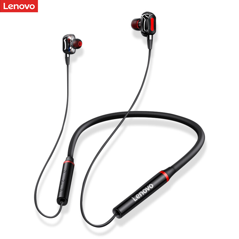 Lenovo HE05 Pro Bluetooth 5.0 Earphones 4 Speaker Units Wireless Headphone Magnetic Neckband Stereo Deep Bass IPX5 Waterproof Earbuds Headset With Microphone