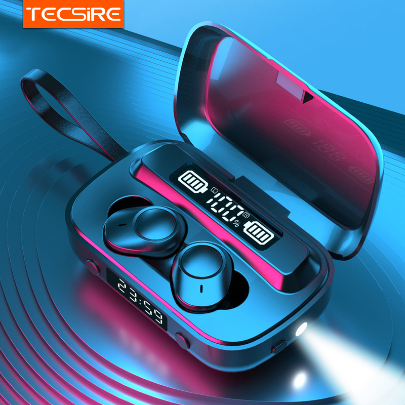 Tecsire A13 TWS Bluetooth Earphone True Wireless Earbuds Stereo Smart Touch Waterproof With Clock Flashlight Microphone