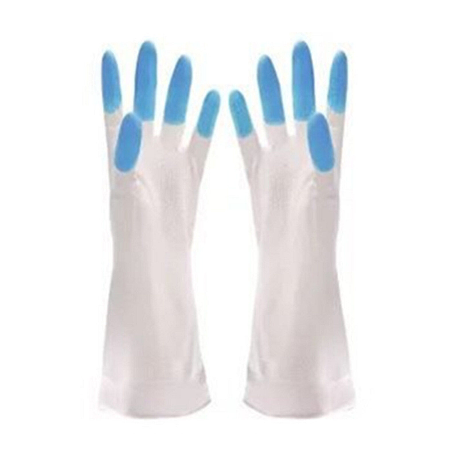 （READY STOCK)TEMELO 1 Pair Cleaning Gloves Non-Slip Waterproof PVC White Long Sleeve Dishwashing Gloves Kitchen Supplies 1 Pair Durable