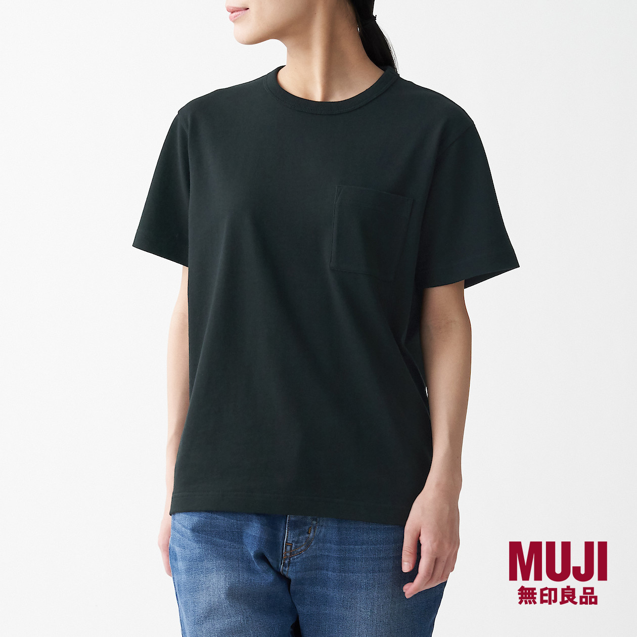 MUJI Ladies Low Count Jersey Crew Neck Short Sleeve T-Shirt