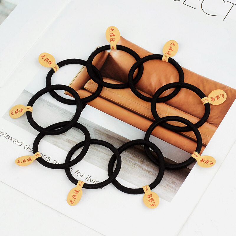 10pcs Tizhan Korean Bold High Elasticity Seamless Elastic Durable Black Hair Cord
